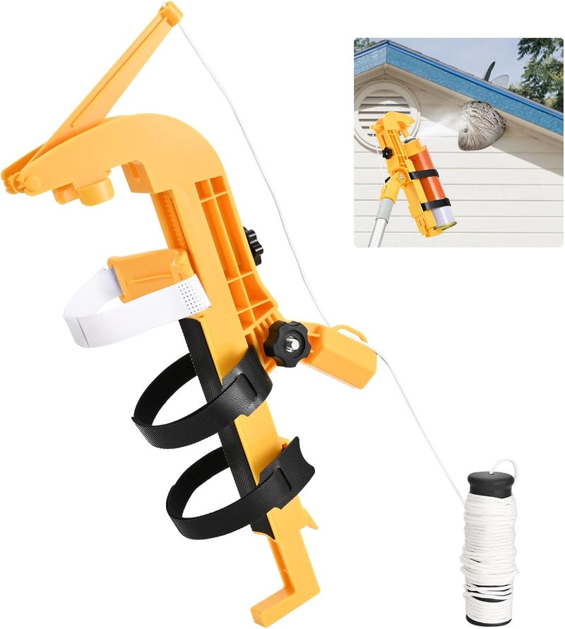 New Fly Spray Can Extension Pole Adaptor, Adjustable Sprayer Bracket Adaptor for Wasp Hornet Bee Spray Long Range, Spray Paint, Window Cleaner, Tree Spray. Spray Can Trigger Handle(Yellow) - Image 1